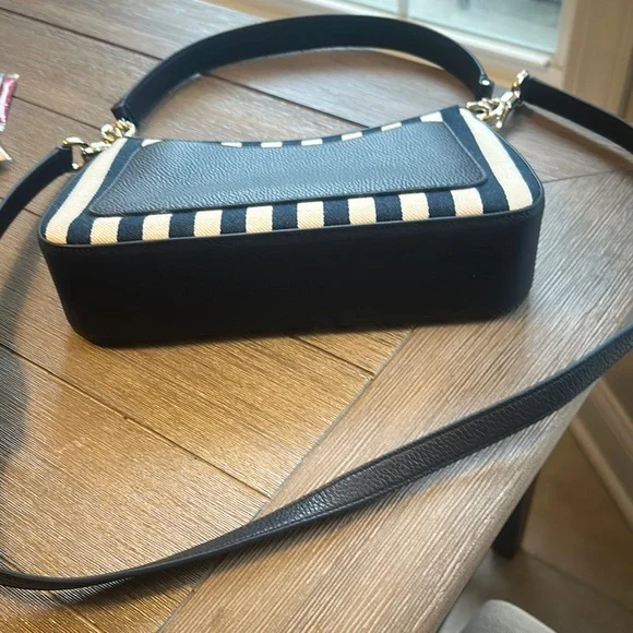 Kate Spade Black and White Striped Shoulder Bag - Picture 4 of 7